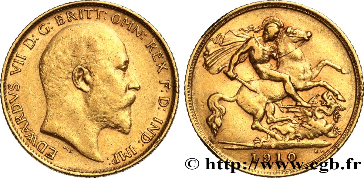 INVESTMENT GOLD 1/2 Souverain Edouard VII 1910 Sydney XF 