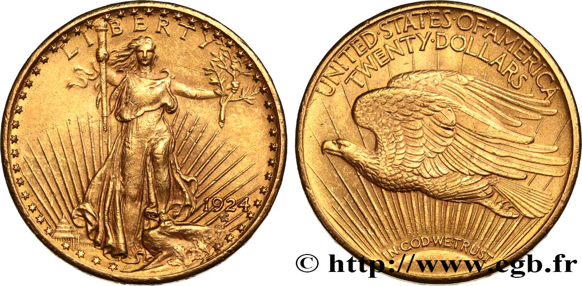 UNITED STATES OF AMERICA 20 Dollars  Saint-Gaudens” 1924 Philadelphie AU 