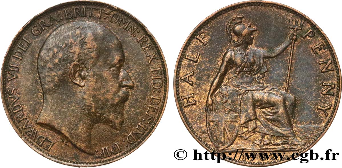 ROYAUME-UNI 1/2 Penny Edouard VII 1902  TTB 