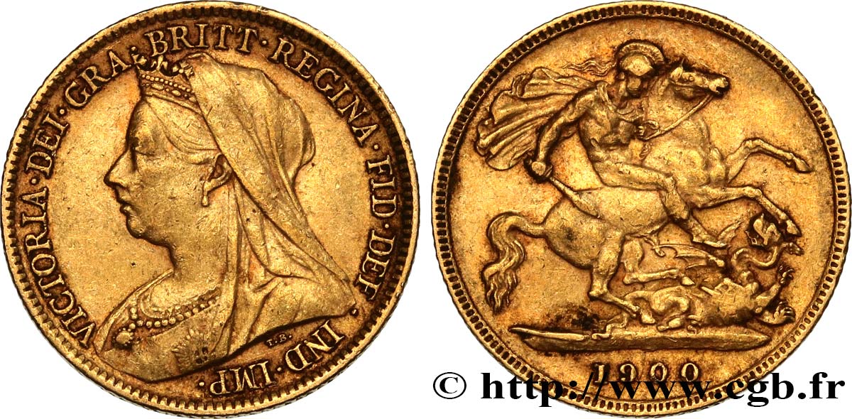 INVESTMENT GOLD 1/2 Souverain Victoria “Old Head” 1900 Londres XF 