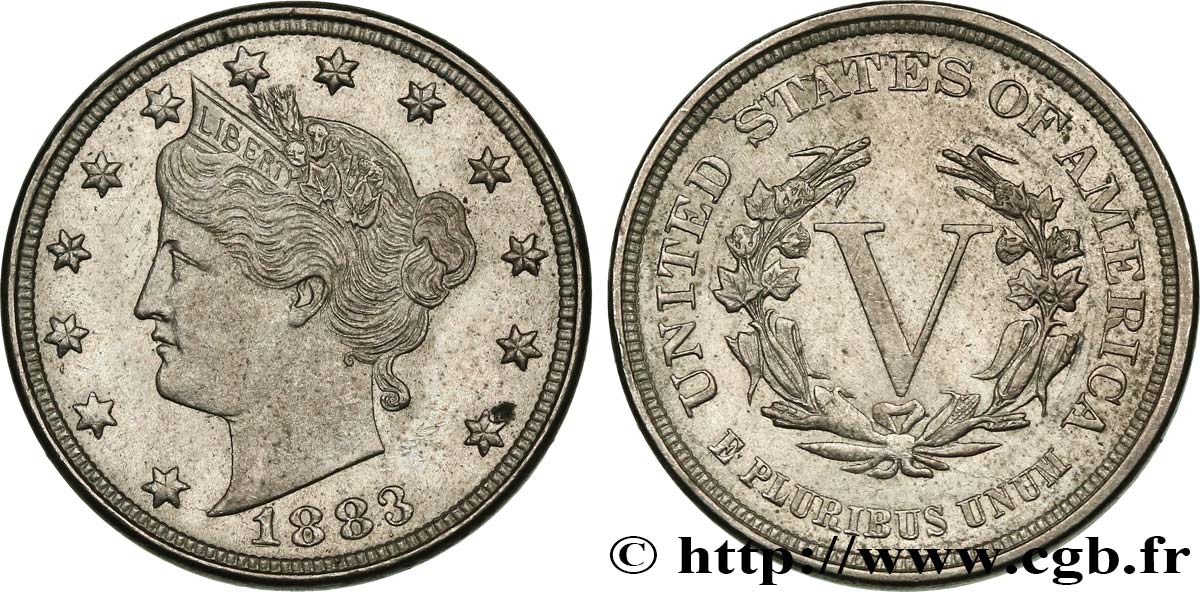 ESTADOS UNIDOS DE AMÉRICA 5 Cents “Liberté” 1883 Philadelphie EBC 