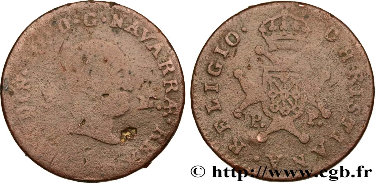 SPAGNA - NAVARRA 3 Maravedis Ferdinand III 1825 ou 1826 Pampelune B 