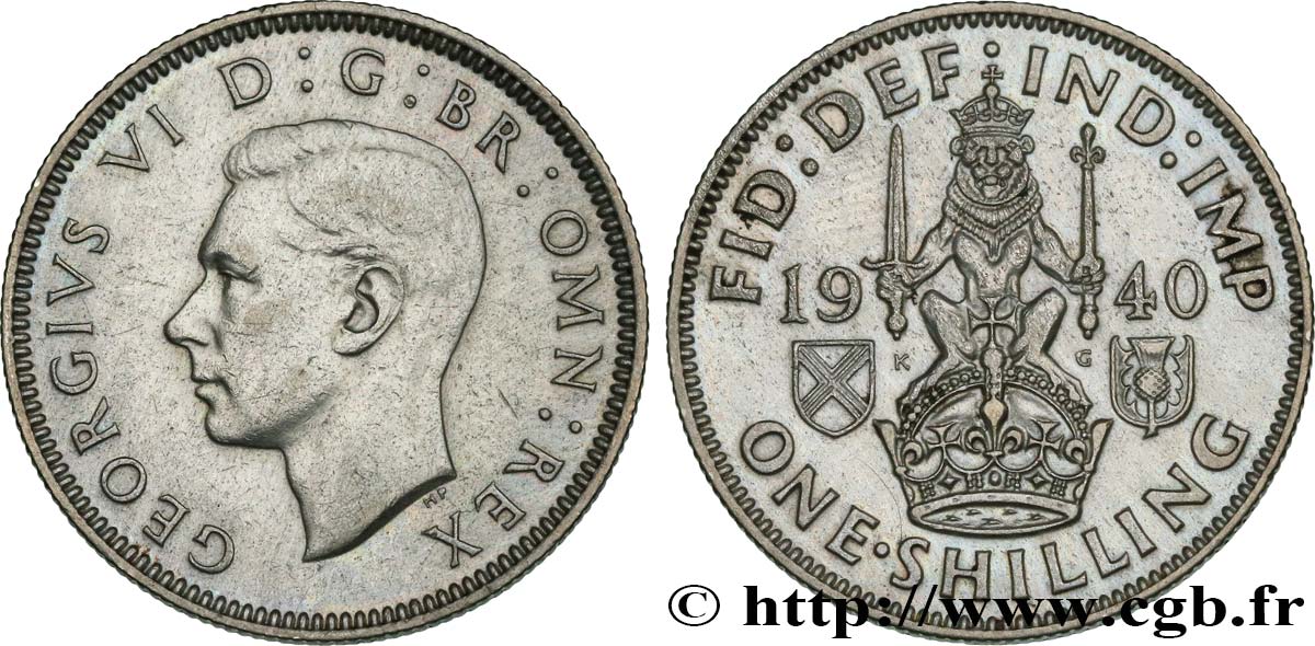 ROYAUME-UNI 1 Shilling Georges VI “Scotland reverse” 1940  TTB+ 