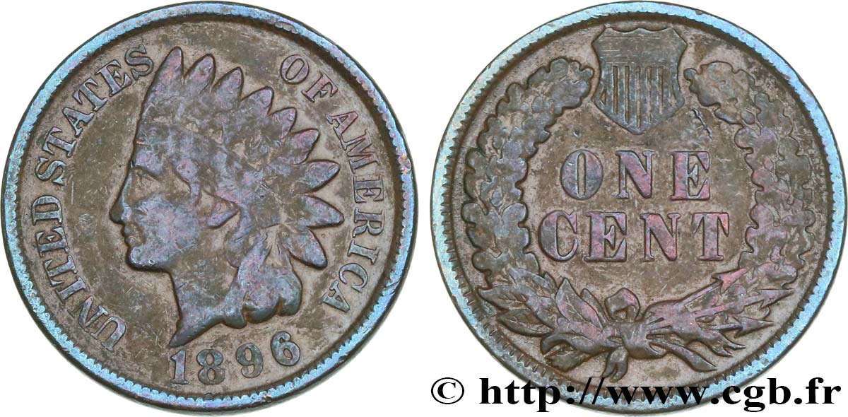 UNITED STATES OF AMERICA 1 Cent tête d’indien, 3e type 1896 Philadelphie VF 