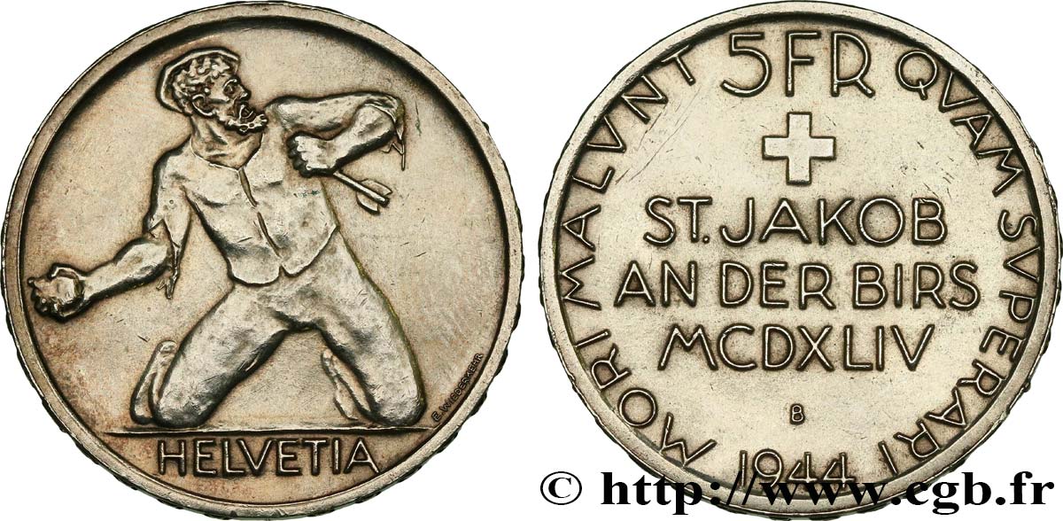 Switzerland 5 Francs 500e Anniversaire De La Bataille De Saint Jacques Sur La Birse 1944 Berne Fwo 5487 World Coins