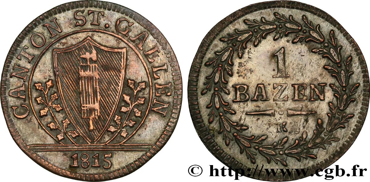 SVIZZERA - CANTON SAN GALLO 1 Batzen 1815  SPL 