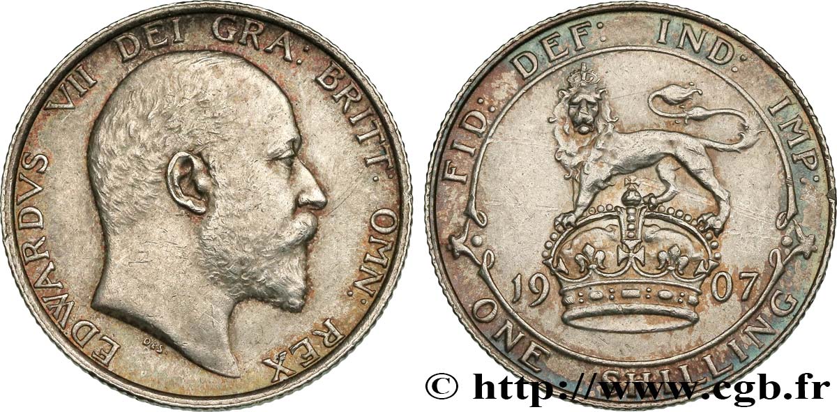 REINO UNIDO 1 Shilling Edouard VII 1907  EBC 