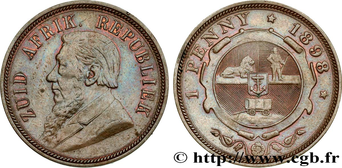 AFRIQUE DU SUD 1 Penny président Kruger 1898  TTB+ 