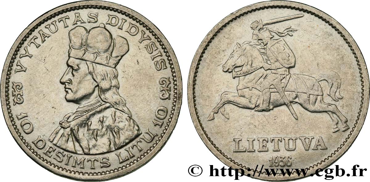 LITHUANIA 10 Litu Vytautas le Grand 1936 fwo_548886 World coins