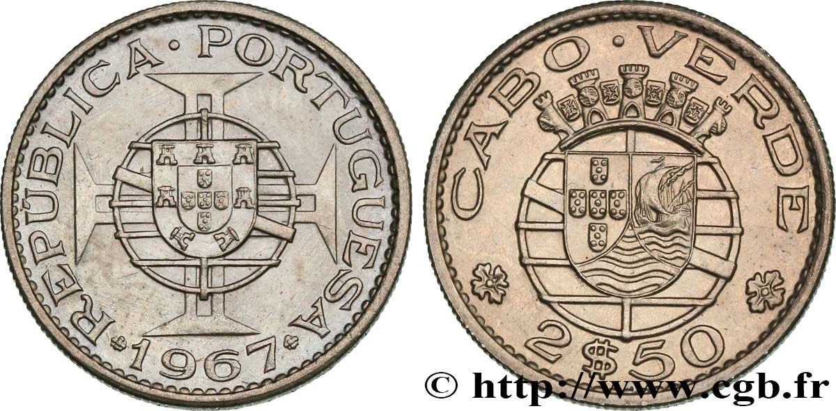 KAPE VERDE 2,5 Escudos monnayage colonial portugais 1967  fST 