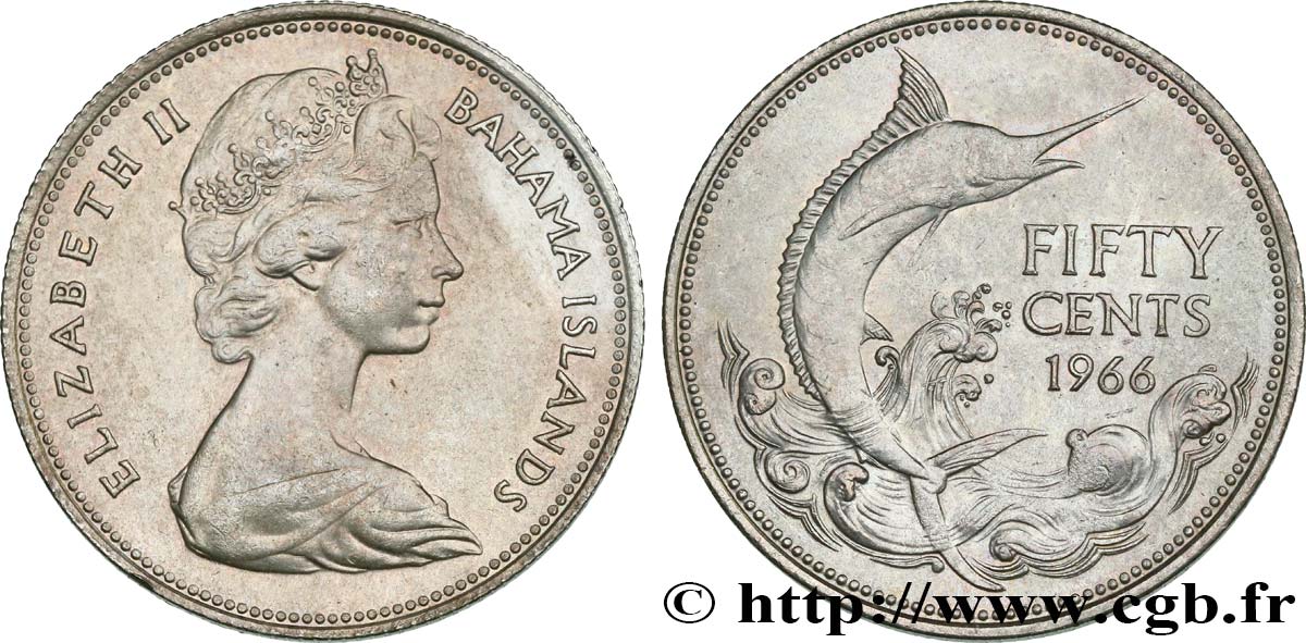 BAHAMAS 50 Cents Elisabeth II 1966  q.SPL 