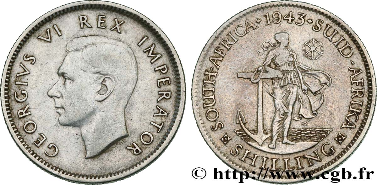 AFRIQUE DU SUD 1 Shilling Georges VI 1943  TTB 