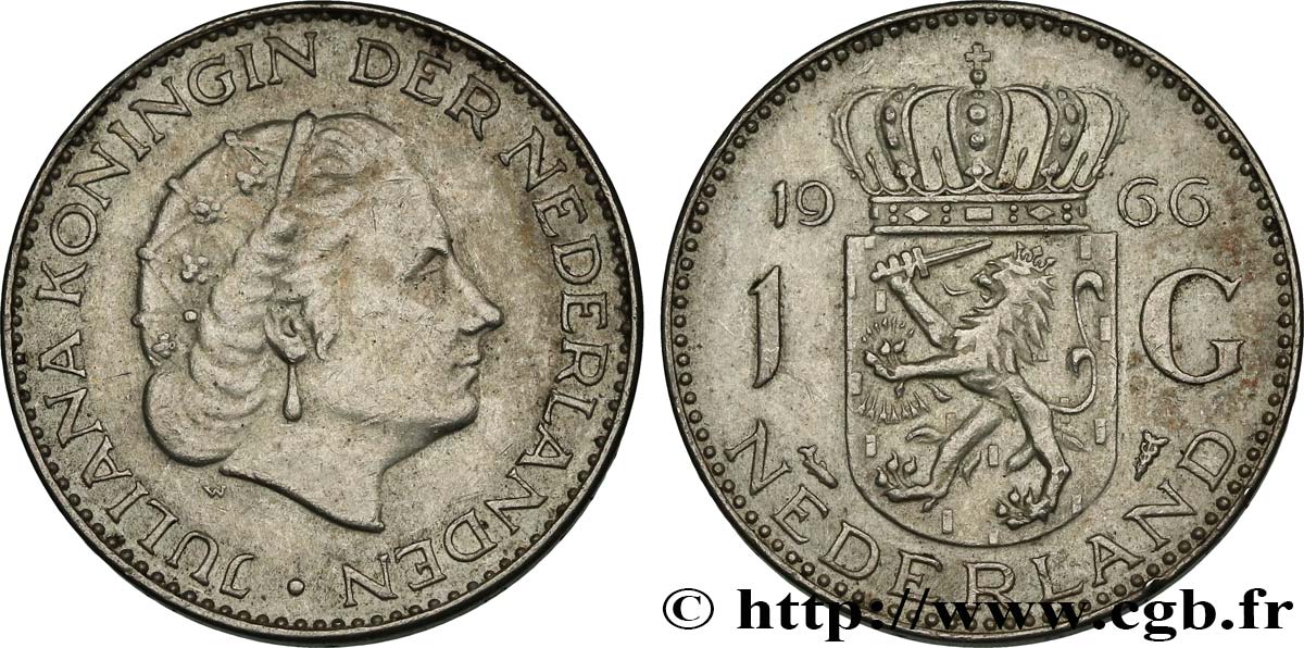 PAíSES BAJOS 1 Gulden Juliana 1966  EBC 