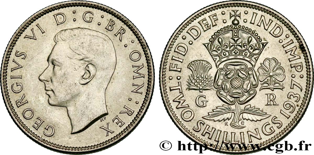 REINO UNIDO 1 Florin (2 Shillings) Georges VI 1937 Londres EBC 