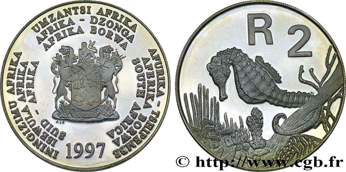 SüDAFRIKA 2 Rand Proof Hippocampe 1997 Prétoria fST 