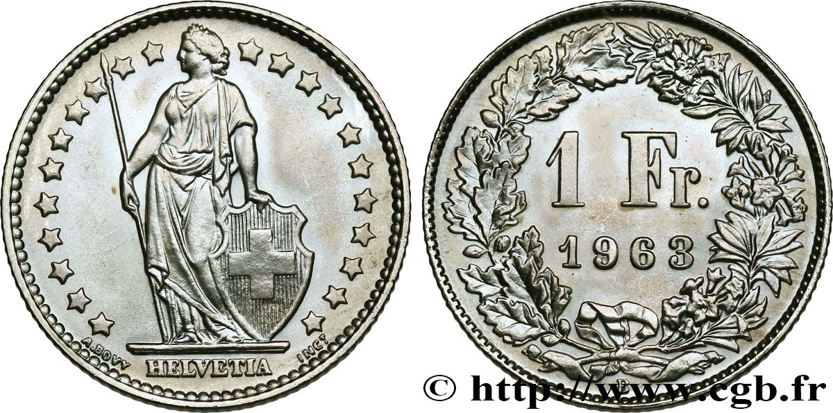 SVIZZERA  1 Franc Helvetia 1963 Berne MS 
