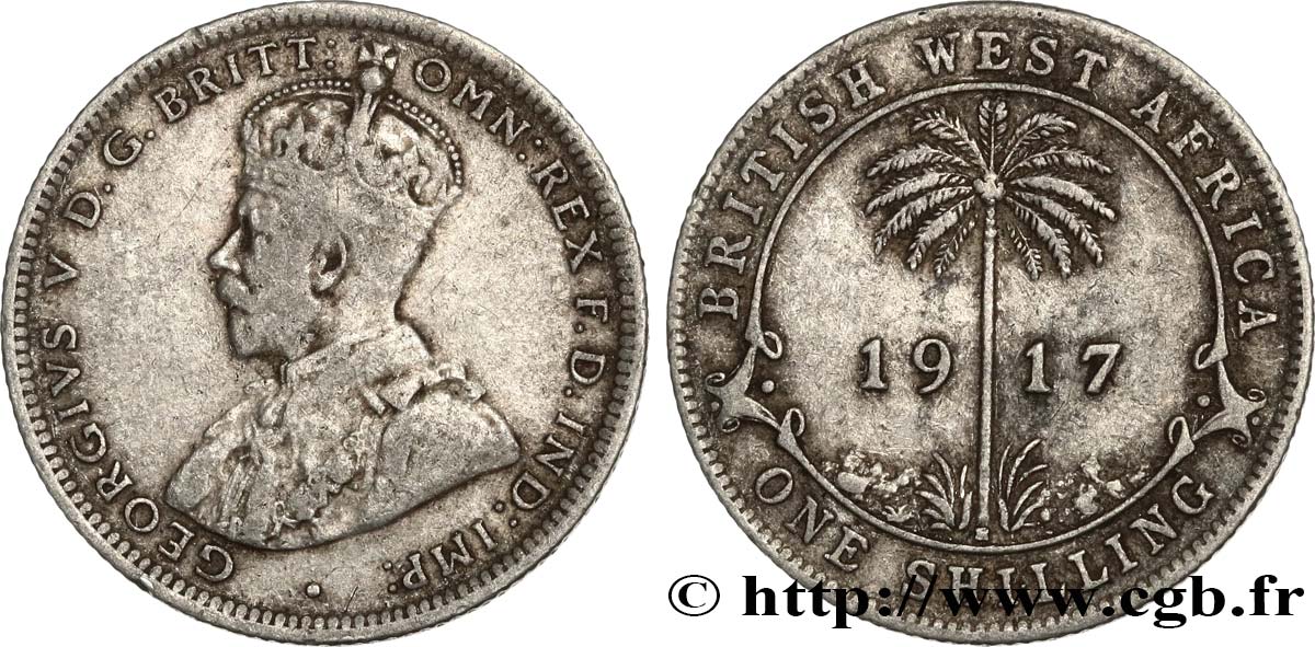 BRITISCH-WESTAFRIKA 1 Shilling Georges V 1917 Heaton fSS 