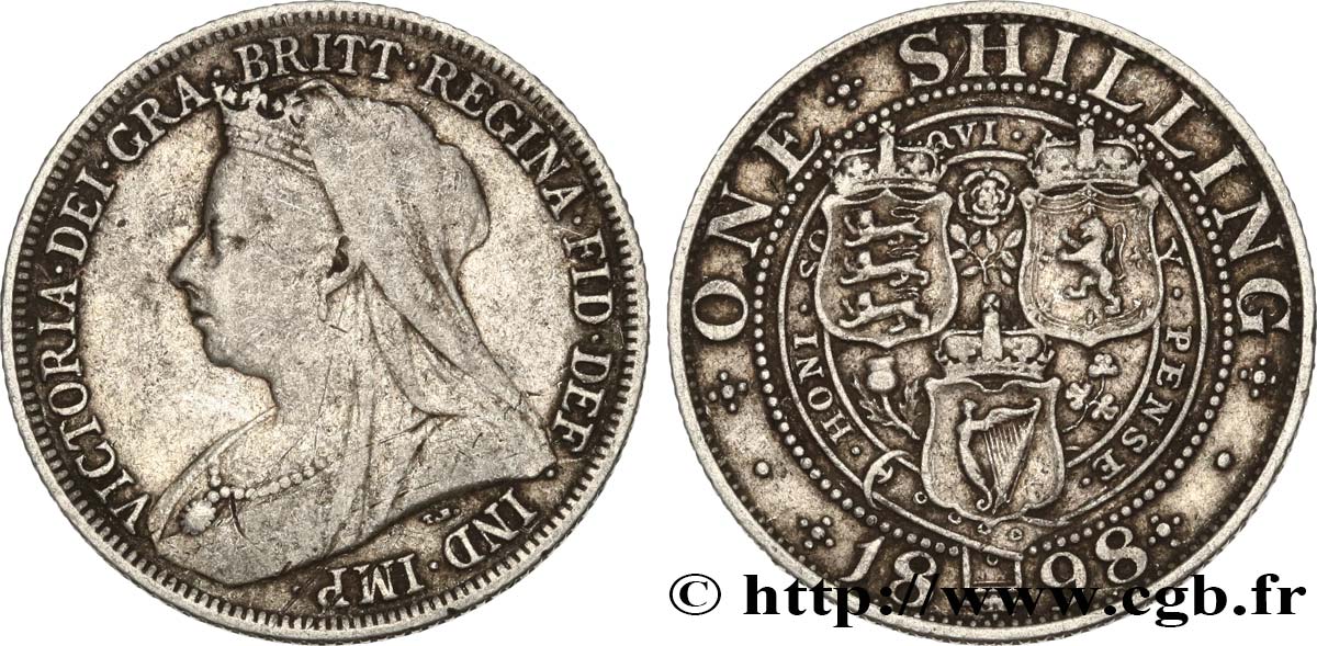 ROYAUME-UNI 1 Shilling Victoria 1898  TB+ 