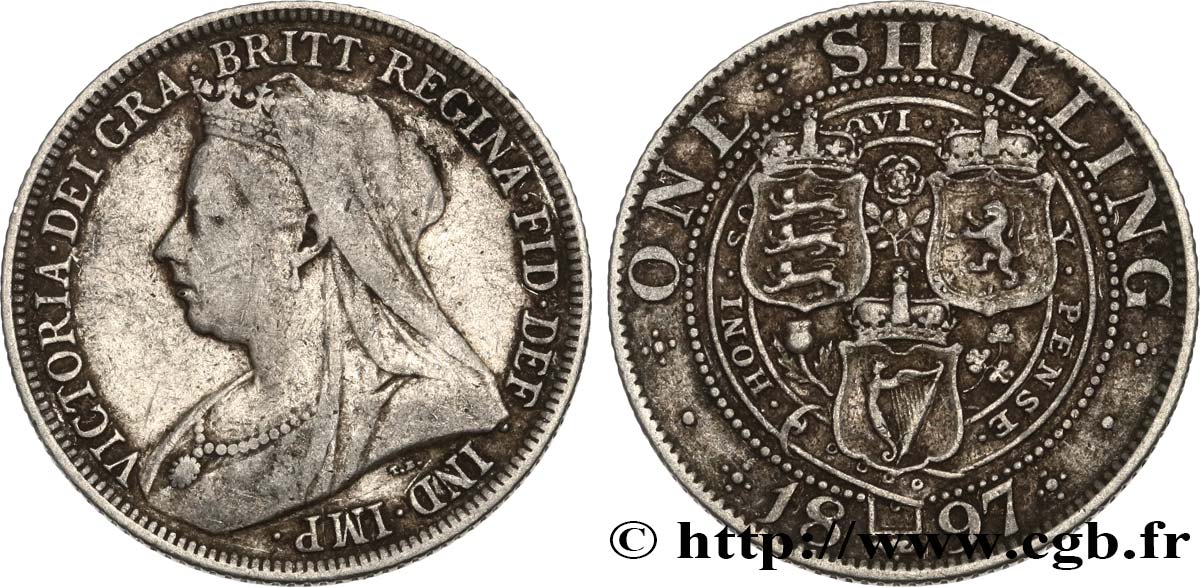 REINO UNIDO 1 Shilling Victoria “Old Head” 1897  BC+ 