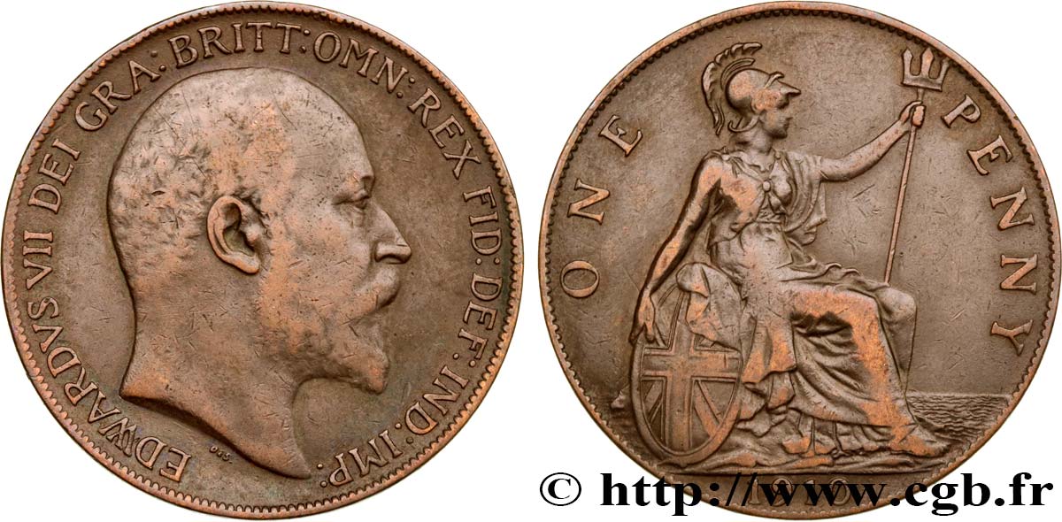 UNITED KINGDOM 1 Penny Edouard VII 1910  VF 