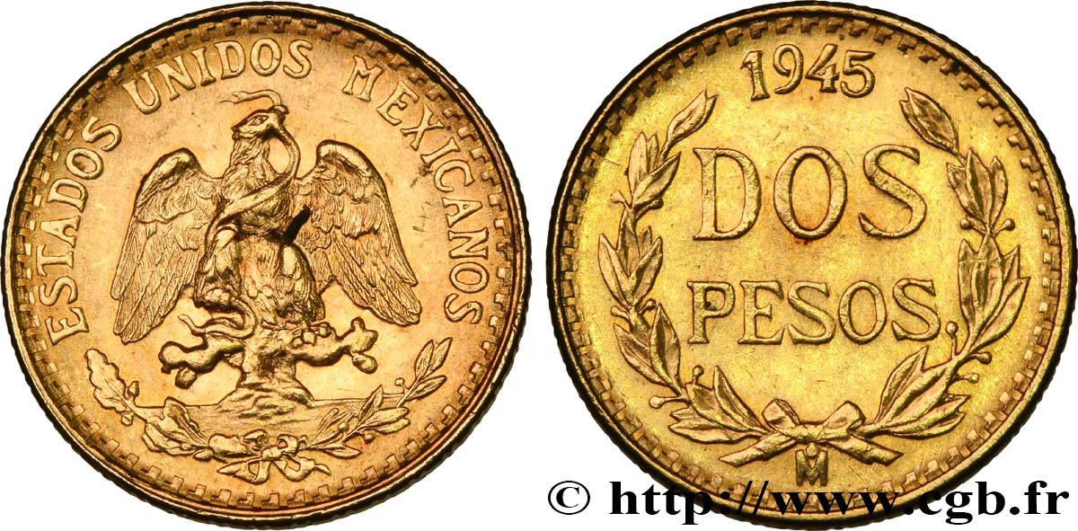 MESSICO 2 Pesos 1945 Mexico MS 