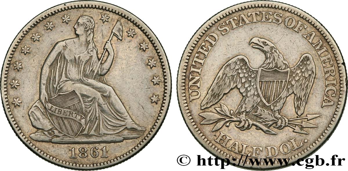 ESTADOS UNIDOS DE AMÉRICA 1/2 Dollar “Seated Liberty” 1861 Philadelphie MBC 