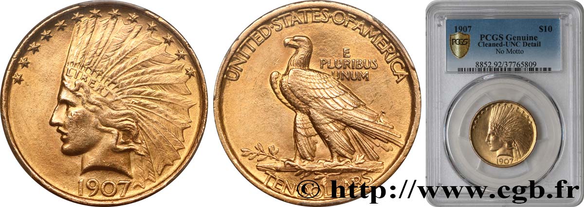 ESTADOS UNIDOS DE AMÉRICA 10 Dollars  Indian Head , 1e type 1907 Philadelphie EBC 