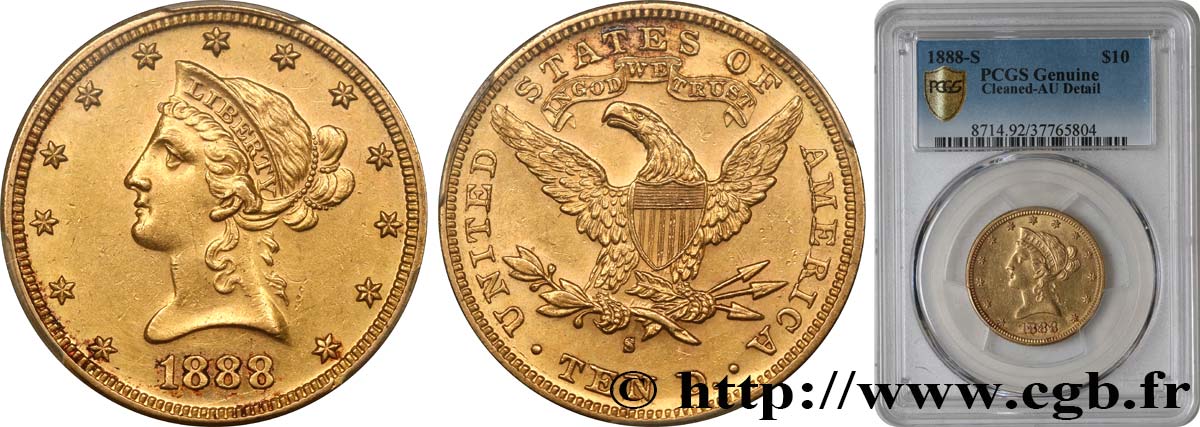 ÉTATS-UNIS D AMÉRIQUE 10 Dollars  Liberty  1888 San Francisco VZ PCGS