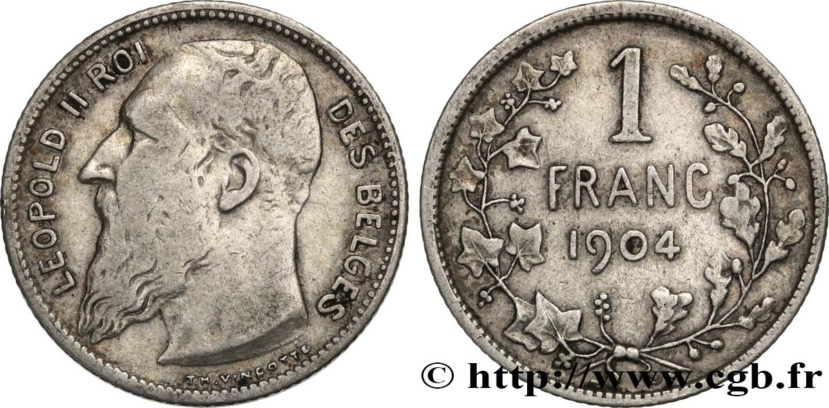 BELGIEN 1 Franc Léopold II légende française 1904  fSS 