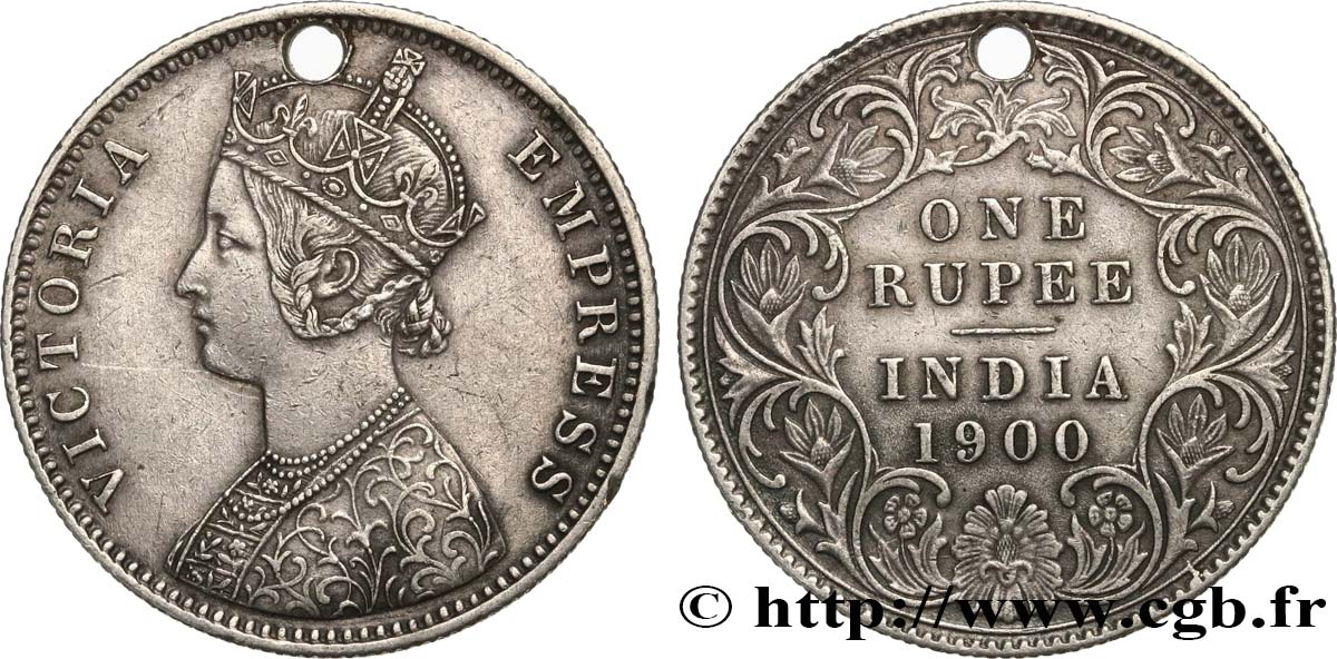 BRITISCH-INDIEN 1 Roupie Victoria  1900 Calcutta SS 