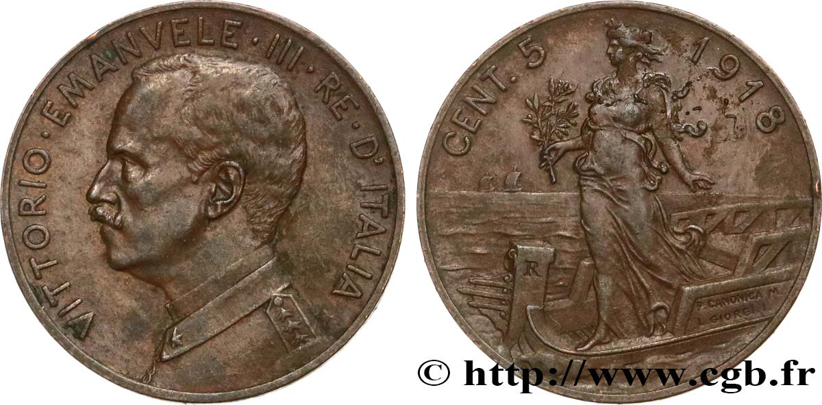 ITALIEN 5 Centesimi Victor Emmanuel III 1918 Rome SS 