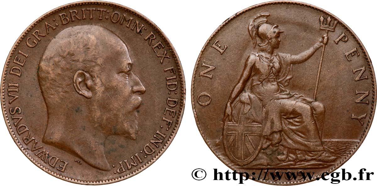 UNITED KINGDOM 1 Penny Edouard VII 1909  VF 
