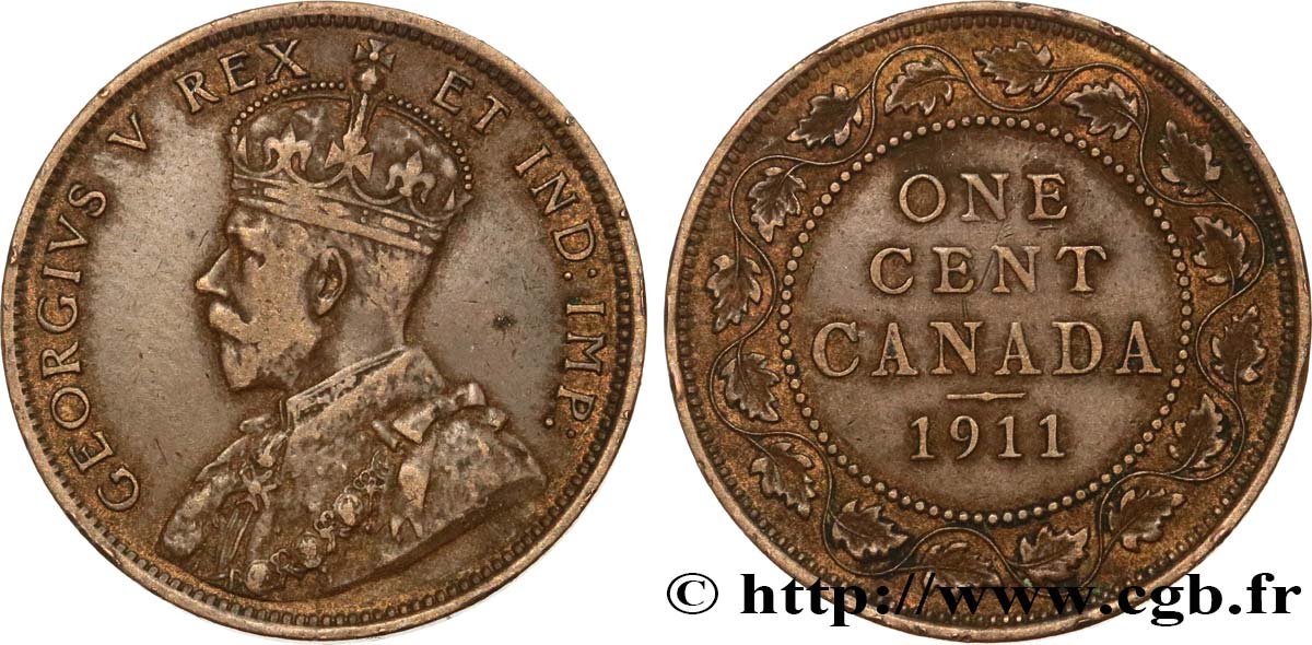 CANADA 1 Cent Georges V 1911  TTB 