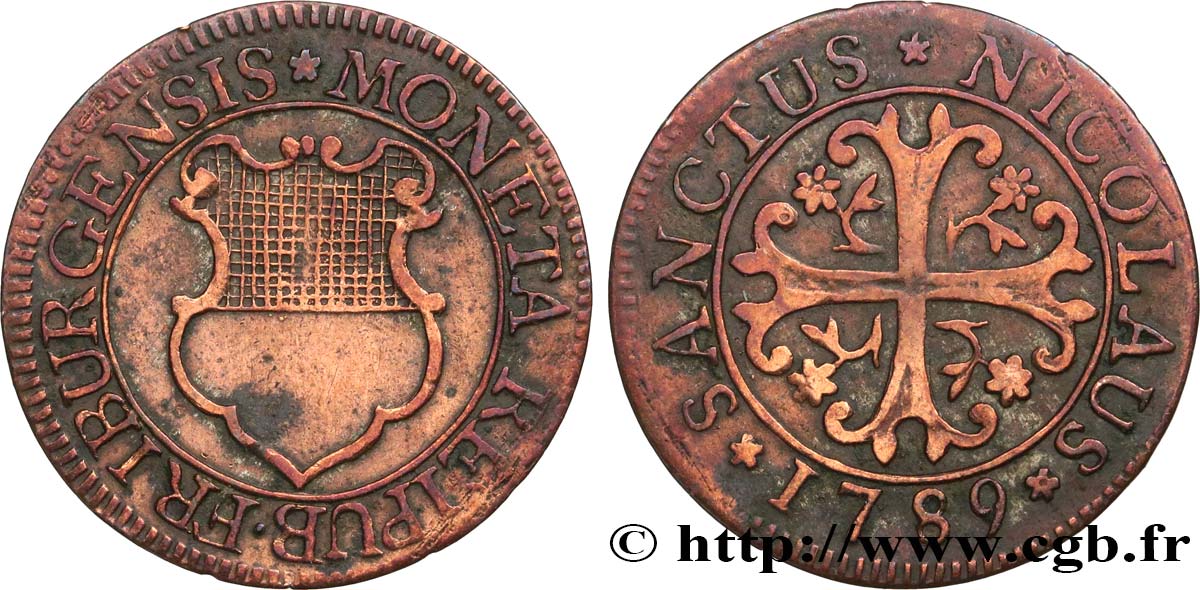 SCHWEIZ - KANTON  FREIBURG 2 Kreuzer 1789  fSS 