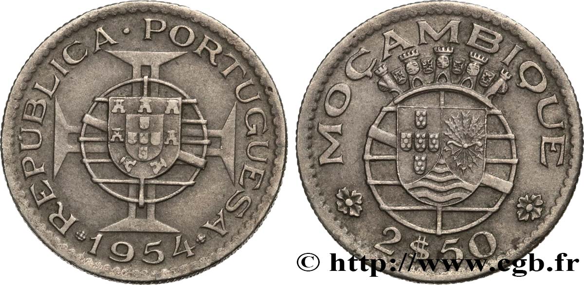 MOZAMBIQUE 2 1/2 Escudos 1954  MBC 