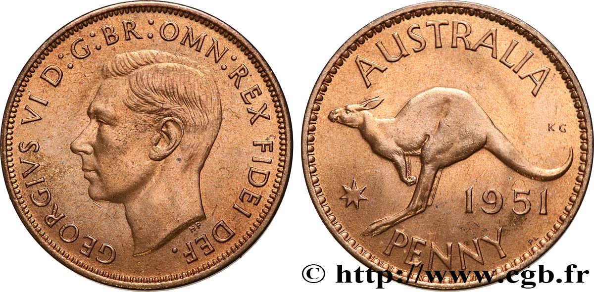 AUSTRALIE 1 Penny Georges VI 1951 Londres SPL 
