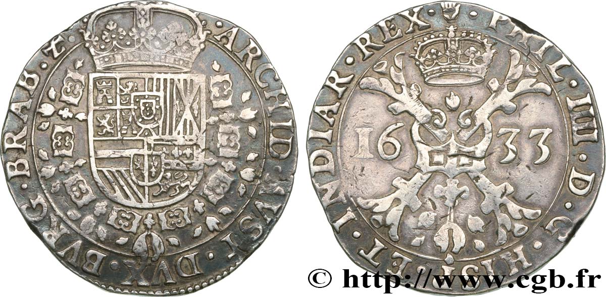 SPANISH NETHERLANDS - DUCHY OF BRABANT - PHILIP IV Patagon 1633 Anvers XF 