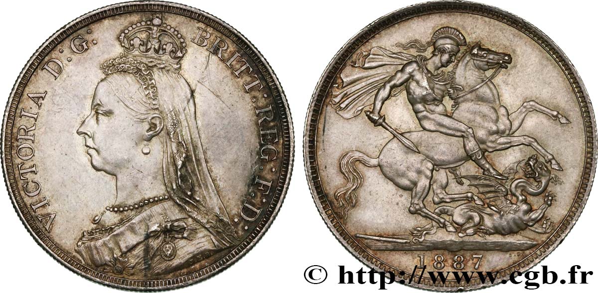 GROßBRITANNIEN - VICTORIA 1 Crown buste du jubilé 1887  VZ 