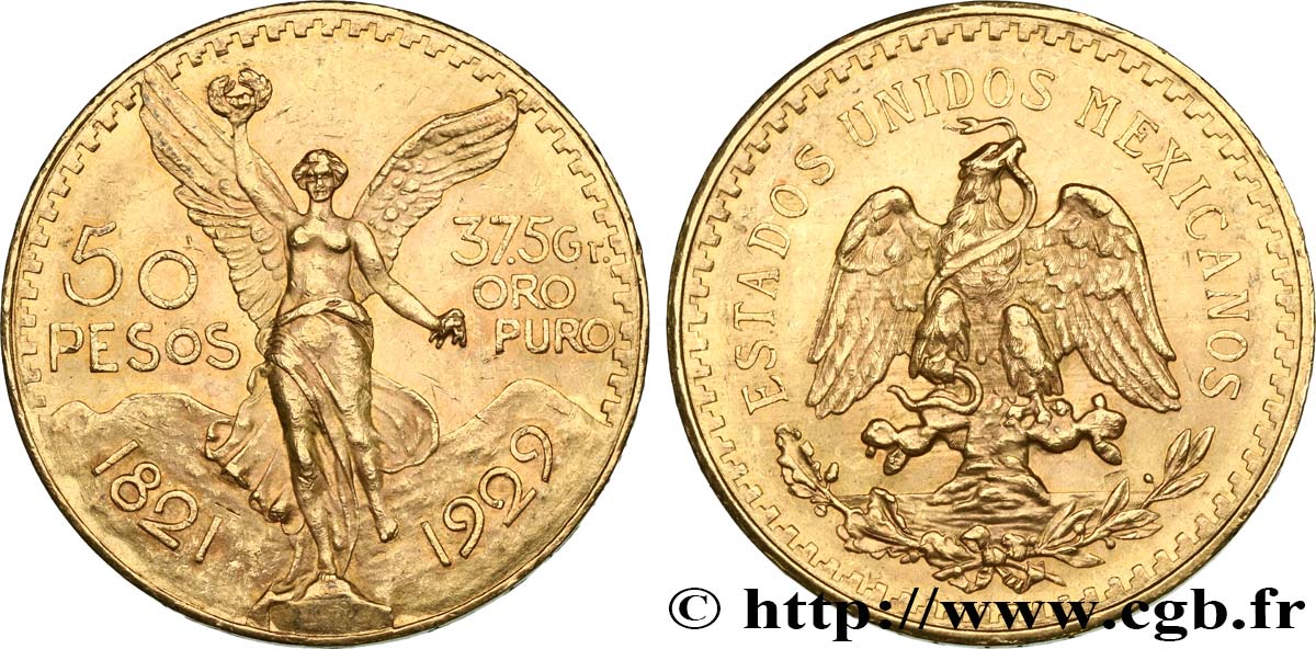 MEXIQUE - RÉPUBLIQUE 50 Pesos or 1929 Mexico SPL 