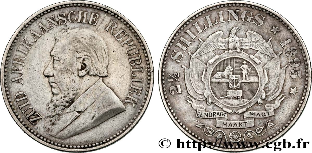 SüDAFRIKA 2 1/2 Shillings président Kruger 1895  fSS/SS 
