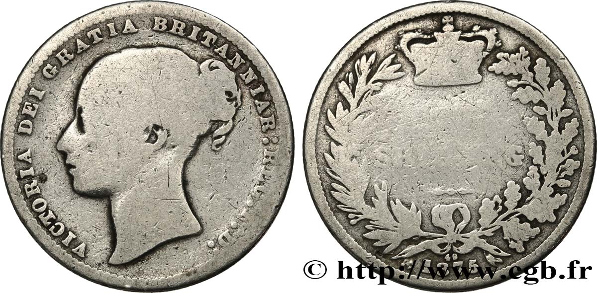 ROYAUME-UNI 1 Shilling Victoria 1876  B+ 
