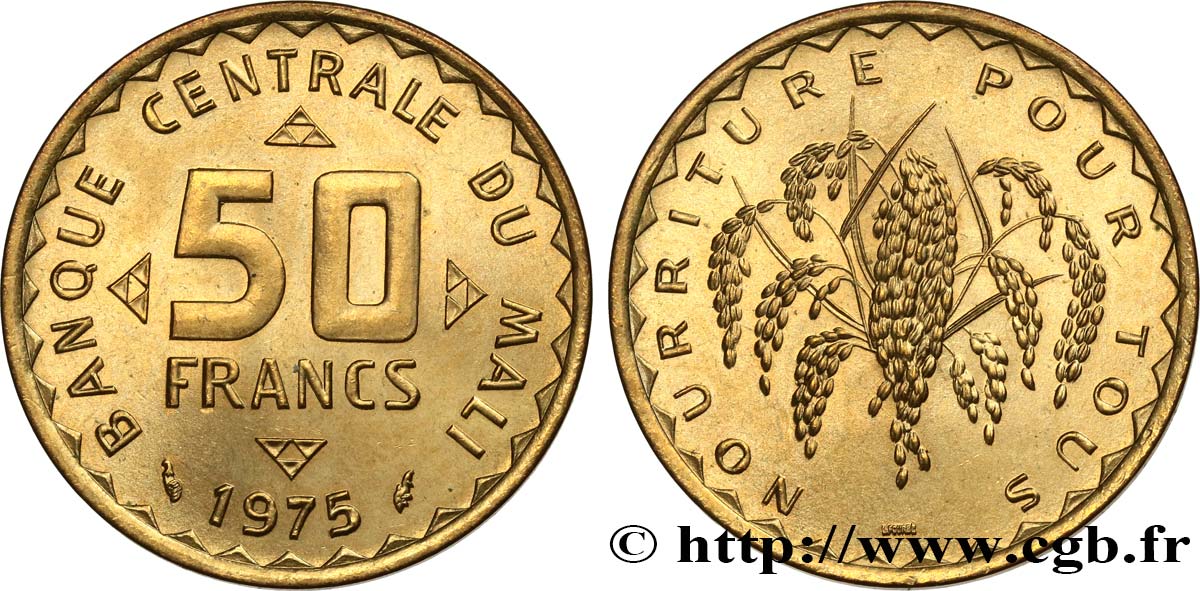 MALI 50 Francs plant de mil 1975 Paris fST 