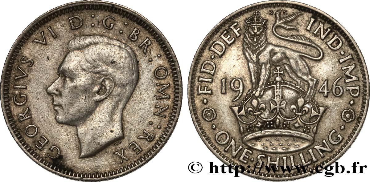 UNITED KINGDOM 1 Shilling Georges VI “England reverse” 1946  XF 