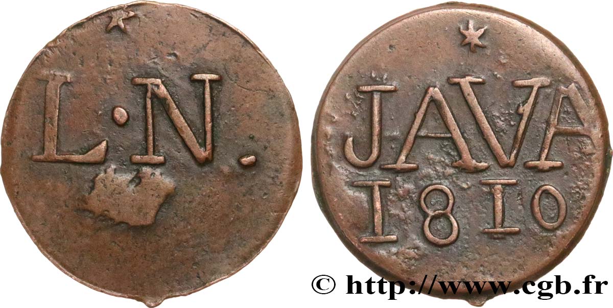 INDIAS NEERLANDESAS 1 Duit Louis Napoléon pour Java 1810 Harderwijk MBC 
