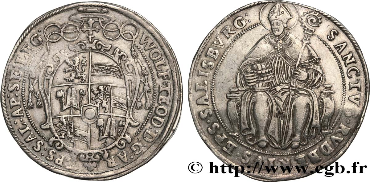 AUSTRIA - ARCHBISHOPRIC OF SALZBURG - WOLF DIETRICH OF RAITENAU Thaler n.d. Salzbourg XF 