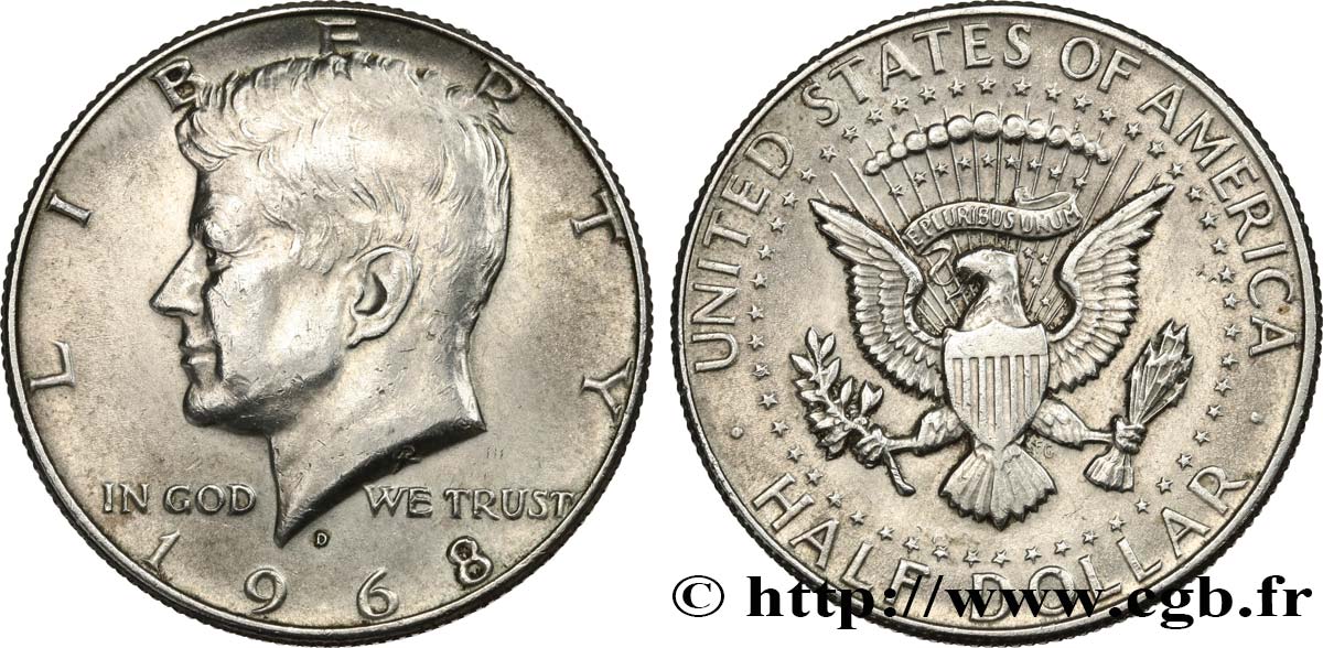 ESTADOS UNIDOS DE AMÉRICA 1/2 Dollar Kennedy 1968 Denver EBC 