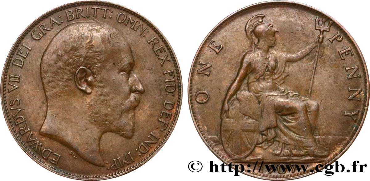 UNITED KINGDOM 1 Penny Edouard VII 1907  VF/XF 