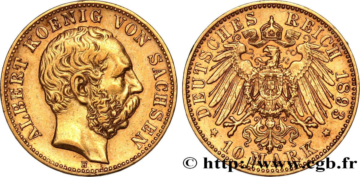 GERMANIA - SASSONIA 10 Mark Albert 1893 Dresde BB 