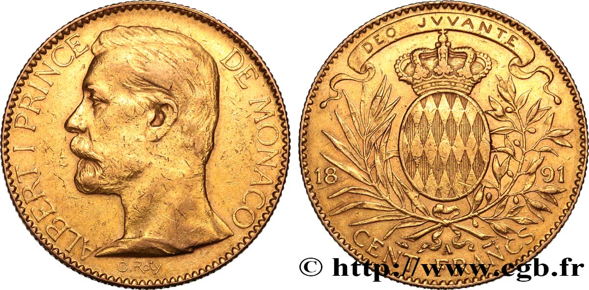 MONACO 100 Francs or Albert Ier 1891 Paris TTB 