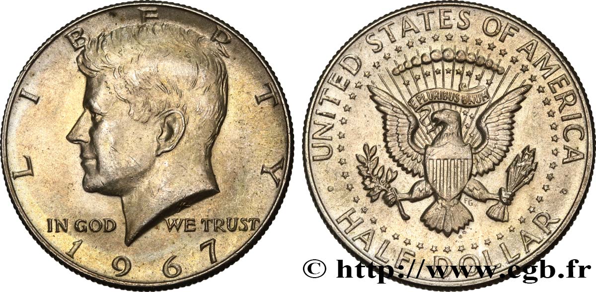 VEREINIGTE STAATEN VON AMERIKA 1/2 Dollar Kennedy 1967 Philadelphie VZ 